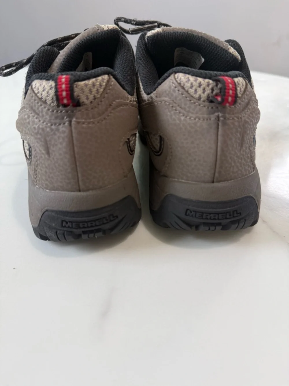 Merrell Kids Brown and Black Trail Sneakers with Red Accents